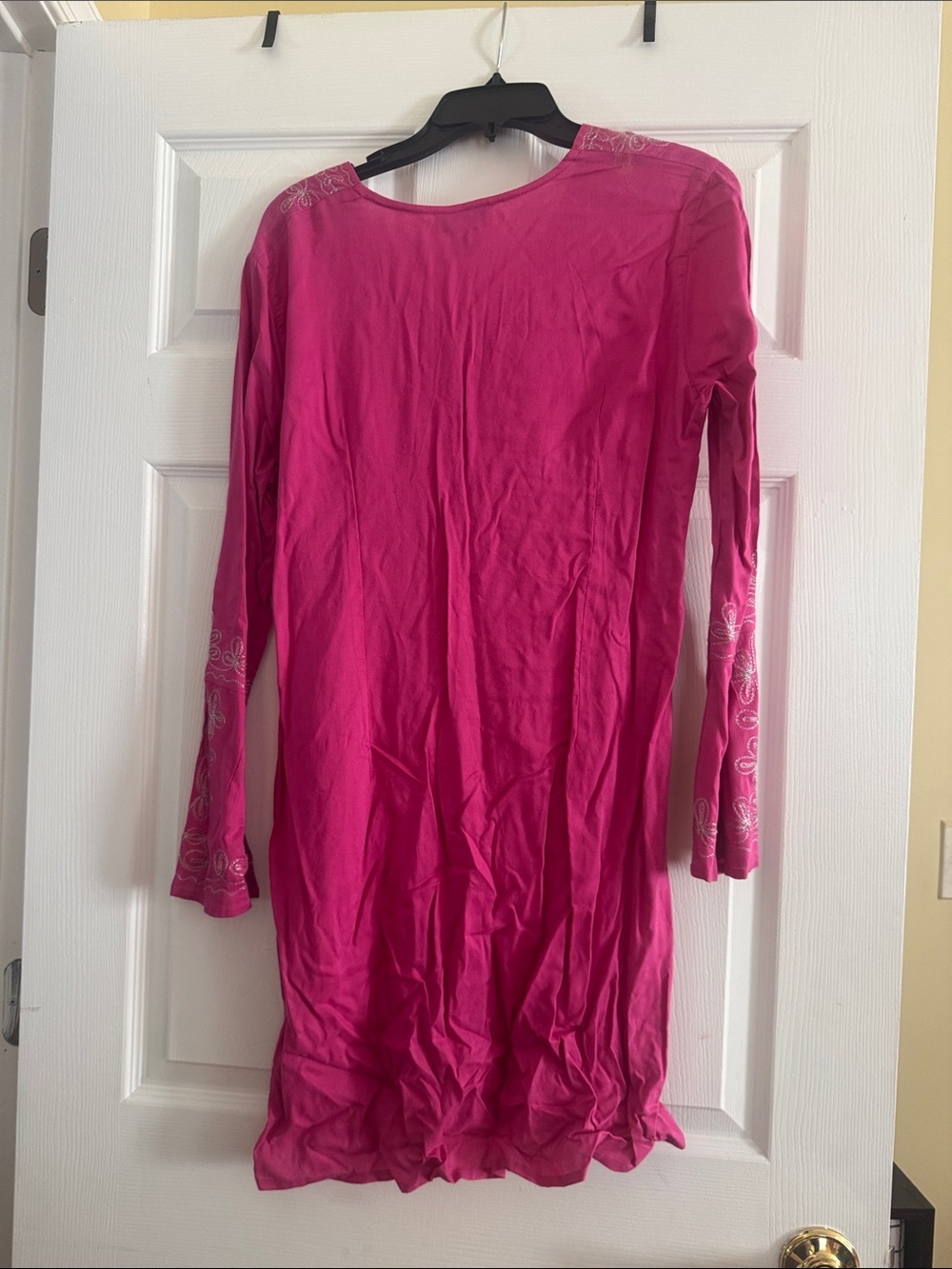 Mossimo Supply Co. Hot Pink Embroidered V-Neck Tunic Top - Picture 6 of 7